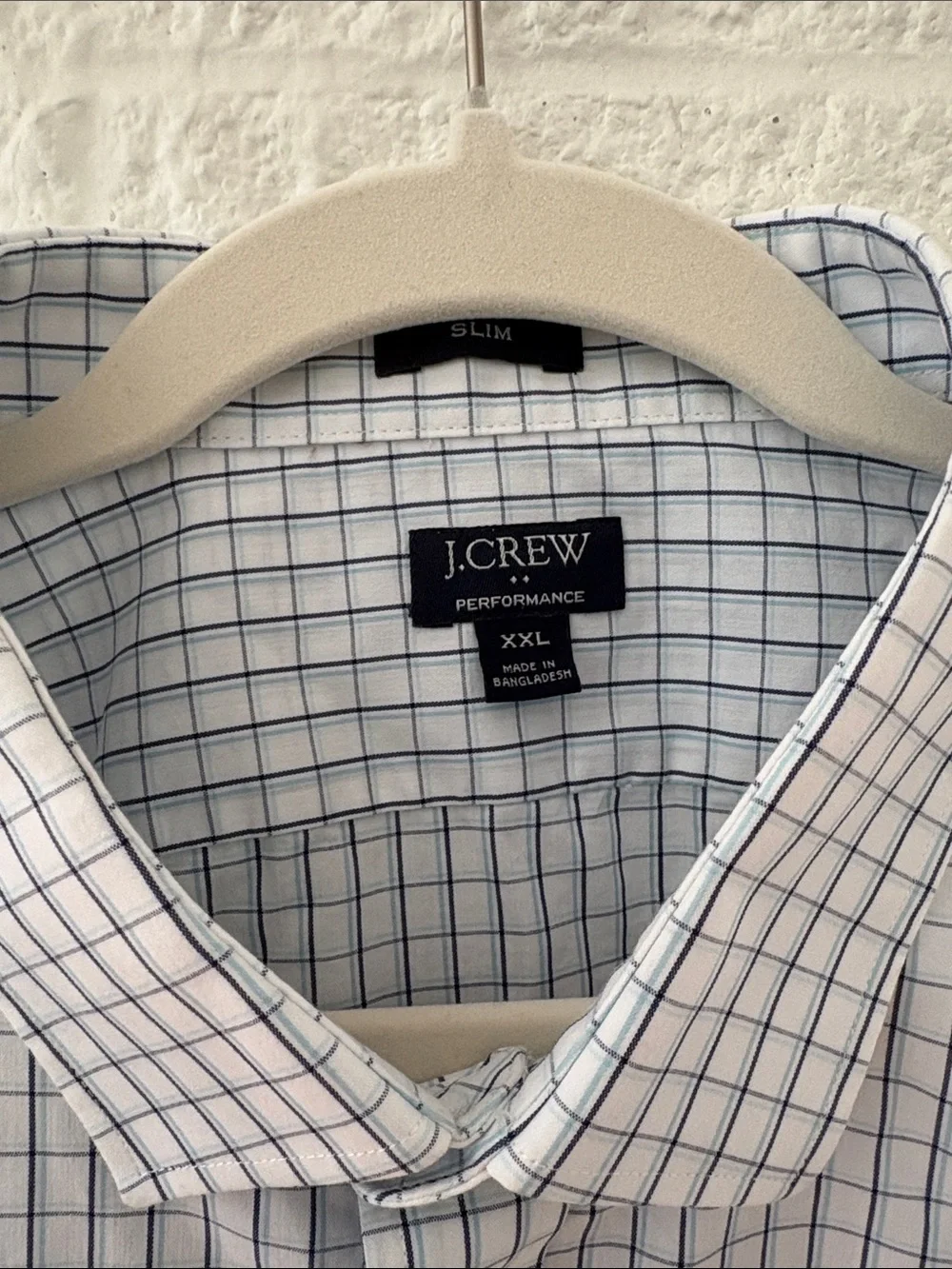 J. Crew White and Blue Button-Down Slim Fit Shirt